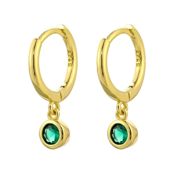 NEW 925 Sterling Silver Diamond Drop Hoops Y - Picture 3 of 5